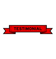 Ribbon Label Banner With Word Testimonial In Red