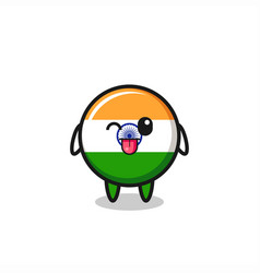 Cute India Flag Character In Sweet Expression