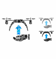 Drone Takeoff Mosaic Icon Uneven Elements