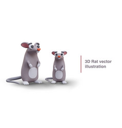 Poster With Realistic Small And Big Rats Cute