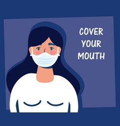 Woman Using Face Mask With Cover Your Mouth