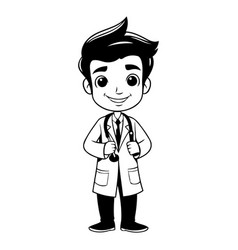 Cute Cartoon Doctor With Maze On White Background