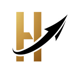 Gold And Black Futuristic Letter H Icon