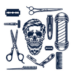 Hand Drawing Style With A Skull Cut Hair And Barbe