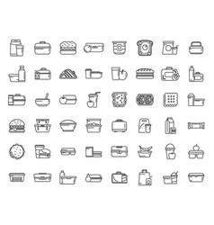 School Breakfast Icons Set Outline Lunch