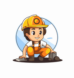 Cartoon Construction Worker In Helmet