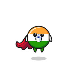 Cute India Flag Character As A Flying Superhero