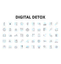 Digital Detox Linear Icons Set Unplug Disconnect