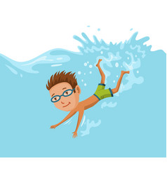 Children swimming in pool cheerful and active Vector Image