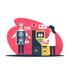 Flat Young Man With Radiologist Doctor With X-ray