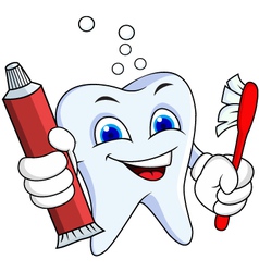 Cute tooth cartoon holding tooth brush Royalty Free Vector