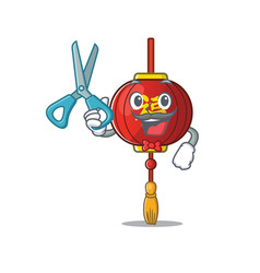 Happy Barber Asian Lantern Mascot Cartoon