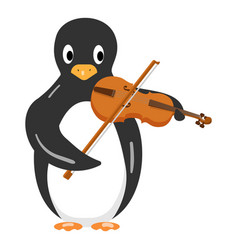 Penguin Play Violin Icon Cartoon Winter Baby