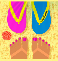 Summer Vacation Template With Tanned Womans Feet