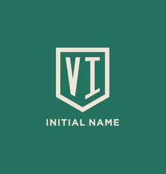 Vi Initial Logo Monogram Shield Geometric Shape