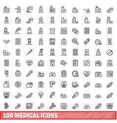 100 Medical Icons Set Outline Style