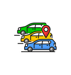 Carpool Cars And Location Sign Car Share Service