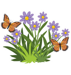 Colorful Butterflies Hovering Over Purple Flowers