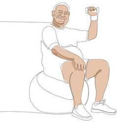 Minimal Concept Of Man Sitting On A Fitness Ball