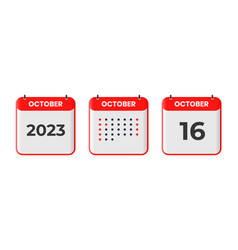 October 16 Calendar Design Icon 2023 Calendar