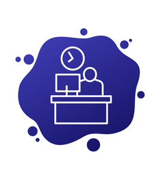 Overtime Work Line Icon With A Worker