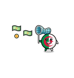 Algeria Flag Catching Flying Money