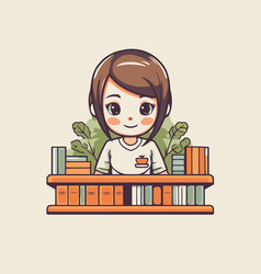 Cute Girl Sitting On The Bookshelf