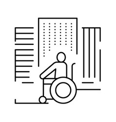 Disabled Riding Wheelchair In City Line Icon