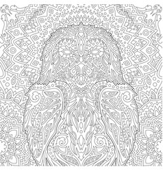 Line Art For Coloring Book With Stylized Owl