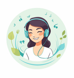 Young Woman Listening To Music With Headphones