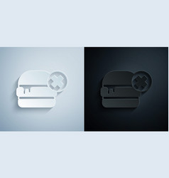 Paper Cut No Burger Icon Isolated On Grey