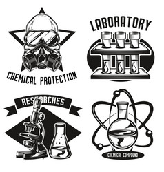 Set Of Chemistry Emblems Labels Badges Logos