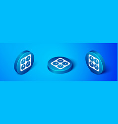 Isometric Time Zone Clocks Icon Isolated On Blue