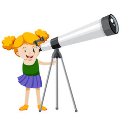 Little Girl And Big Telescope