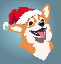 Corgi Dog Wearing A Santa Hat