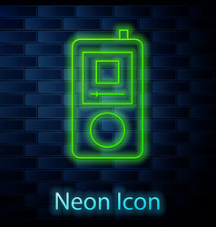 Glowing Neon Line Music Player Icon Isolated