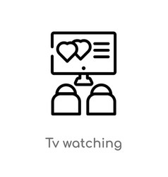 Outline Tv Watching Icon Isolated Black Simple