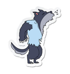 Sticker Of A Cartoon Howling Werewolf