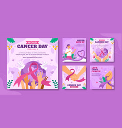 Cancer Day Social Media Post Flat Cartoon Hand