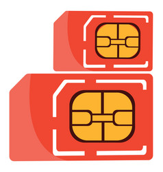 Red Sim Cards On A White Background