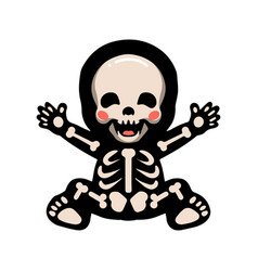 Cute Halloween Skeleton Cartoon Sitting