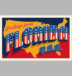 Greetings From Florida Usa Retro Style Postcard