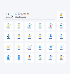 Mobile Apps 25 Flat Color Icon Pack Including