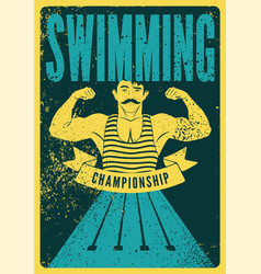 Swimming Championship Vintage Grunge Style Poster