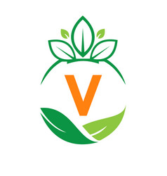 Ecology Health On Letter V Eco Organic Logo Fresh