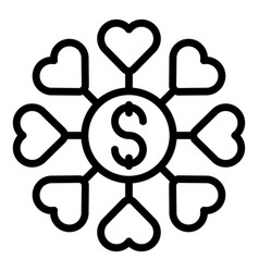 Generosity Money Flower Icon Outline Heart