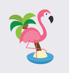 Pink Flamingo On A Tropical Seaside Beach