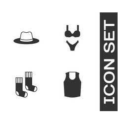 Set Undershirt Man Hat Socks And Swimsuit Icon