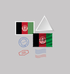 Afganistan Flag Postage Stamp Set Isolated