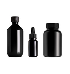 Black Glass Medical Bottle Set Supplement